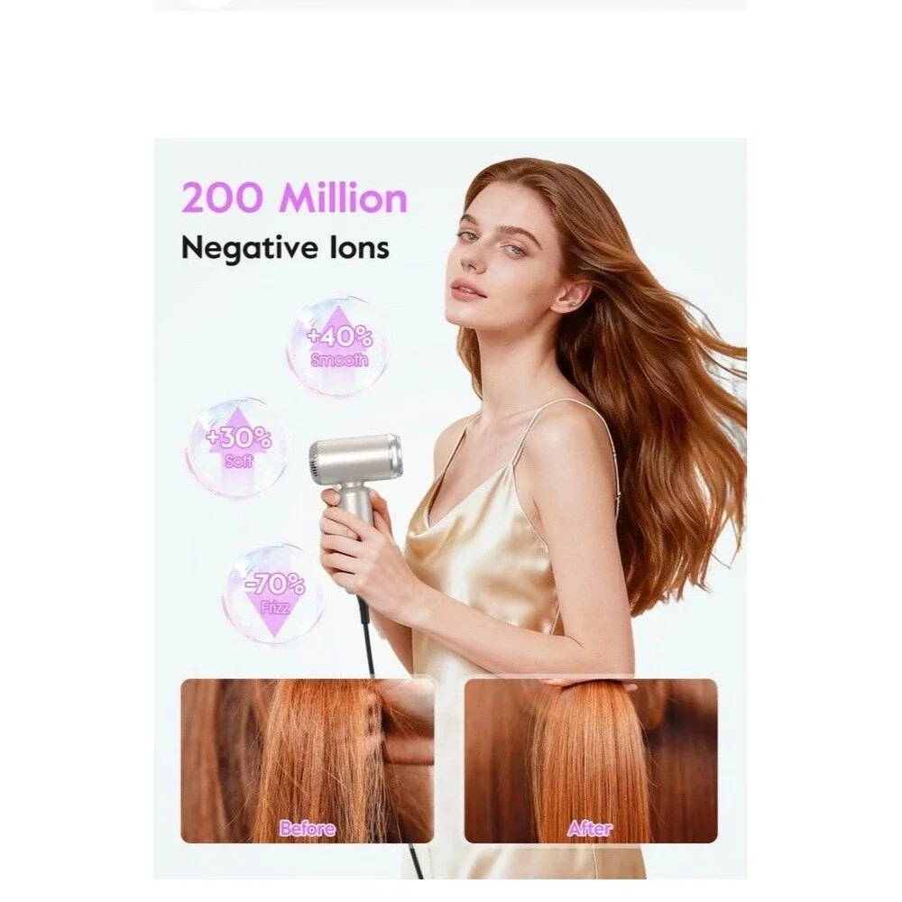 Dual Voltage Travel Mini Hair Dryer, Lightweight Ionic Blow Dryer, Professional